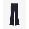 Maje Womens Metallic-weave Flared-leg High-rise Tweed Trousers Bleus In Bleus