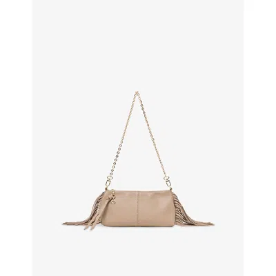 Maje Womens  Miss M Leather Pouch Bag In Mole