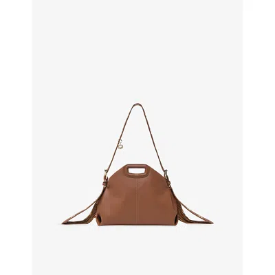 Maje Womens Cognac Brown Miss M Leather Shoulder Bag