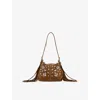 Maje Womens Camel Miss M Micro Suede Shoulder Bag In Brown