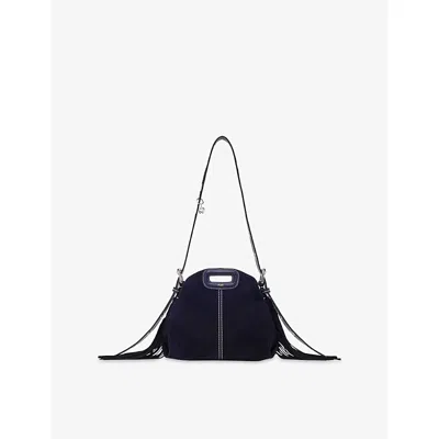 Maje Womens Marine Blue Miss M Mini Suede Shoulder Bag
