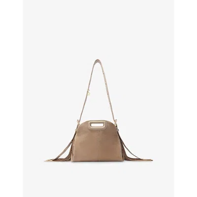Maje Womens  Miss M Mini Suede Shoulder Bag In Marron/brown