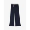 Maje Womens Patch-pocket High-rise Wide-leg Tweed Trousers Bleus In Bleus