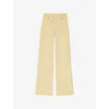 Maje Metallic Tweed Straight Leg Trousers In Jaunes / Oranges