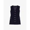Maje Womens Patch-pocket V-neck Woven Mini Dress Bleus In Bleus