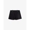 Shop Maje Womens Noir / Gris Pleated Stretch-cotton Shorts
