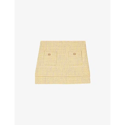 Maje Tweed Mini Skirt In Yellow