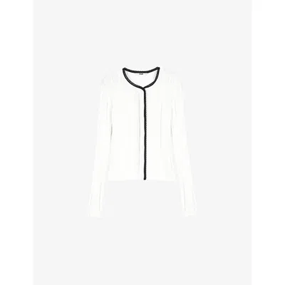 Maje Womens  Pointelle-knit Cotton-blend Vest Top And Cardigan Set In White