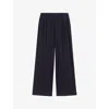 Maje Womens  Pressed-creases Pleated Wide-leg Mid-rise Stretch-woven Trousers In Noir / Gris
