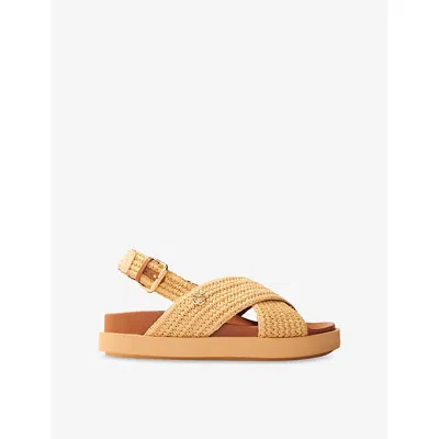 MAJE WOMENS NATURELS RAFFIA-EFFECT FLAT SANDALS EUR 41 / 8 UK