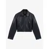 Maje Basaly Leather Jacket In Noir / Gris