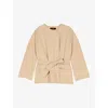 Maje Womens Removable-scarf Belted-waist Wool-blend Coat Naturels In Naturels
