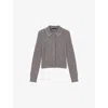 Maje Womens Grey Rhinestone-collar Slim-fit Wool Cardigan In Gray