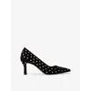 Maje Womens Noir / Gris Rhinestone-embellished Heeled Leather Pumps Eur 41 / 8 Uk