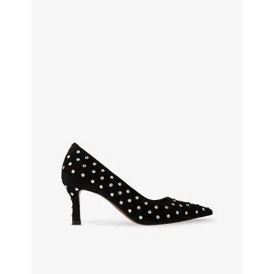 Maje Womens Noir / Gris Rhinestone-embellished Heeled Leather Pumps Eur 41 / 8 Uk In Multi