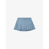 Maje Womens Denim Blue Rhinestone-embellished Pleated Denim Mini Skirt In Blue