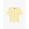 Maje Womens Yellow Rhinestone-embellished Knitted Cotton Cardigan In Yellow