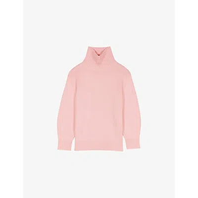 Maje Womens Roll-neck Knitted Wool-blend Jumper Roses