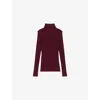 Maje Womens Burgundy Roll-neck Long-sleeve Wool And Silk-blend Jumper In Burgundy
