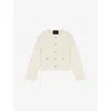Maje Womens Round-neck Button-down Cotton And Wool-blend Blazer Blanc In Blanc