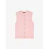 Maje Womens Round-neck Embellished-button Wool-blend Vest Roses In Roses