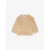 Maje Womens Round-neck Relaxed-fit Faux-fur Coat Naturels In Naturels