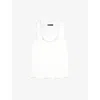 Maje Womens Blanc Round-neck Relaxed-fit Stretch-silk Top