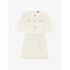 Maje Womens Round-neck Short-sleeve Tweed Mini Dress Blanc In Blanc