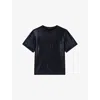 Maje Womens  Round-neck Stretch-woven T-shirt In Noir / Gris