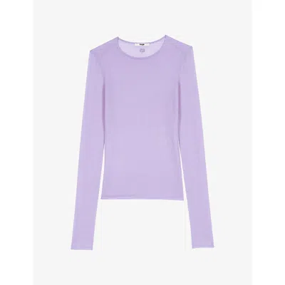 Maje Womens  Round-neck Slim-fit Wool Jumper In Parma Violet