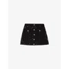 Maje Womens  Sequin-embellished Button-down High-rise Knitted Mini Skirt In Noir / Gris