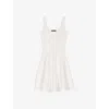 Maje Womens Sequin-embellished Round-neck Sleeveless Stretch-knit Mini Dress Blanc In Blanc