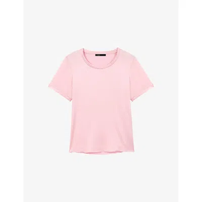Maje Womens Pink Short-sleeved Stretch-silk Top