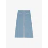 Maje Womens Bleus Side-pocket Tweed Woven Midi Skirt In Bleus