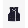 Maje Womens Navy Sleeveless Double-breasted Wool-blend Top In Blue