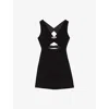 Maje Womens Black Sleeveless Jewel-embroidered Woven Mini Dress In Black