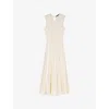 Maje Womens Sleeveless Pointelle-texture Knitted Maxi Dress Blanc In Blanc