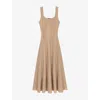 Maje Rhinestone Knit Midi Dress In Brown
