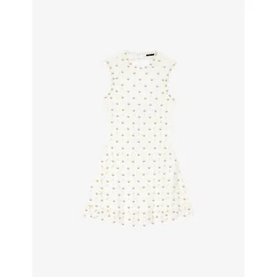Maje Womens White Sleeveless Sequin-embellished Crochet Mini Dress