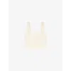 Maje Womens Blanc Square-neck Cropped Knitted Top