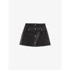 Maje Womens Straight-cut High-rise Leather Mini Skirt Black In Black