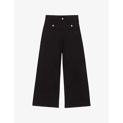 Maje Womens  Straight-leg Patch-pocket Denim Jeans In Black