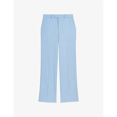 Maje Womens Blue Sky Straight-leg Pleated Woven Trousers