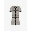 Maje Womens Stripe-pattern Short-sleeve Cotton-blend Mini Dress Bleus In Bleus