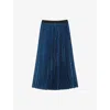 Maje Rhinestone Pleated Midi Skirt In Bleus