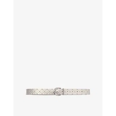 Maje Womens  Stud-embellished Quilted Leather Belt In Noir / Gris