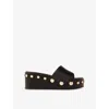 Maje Leather Studded Wedge Mules