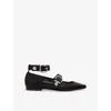 Maje Patent-leather Ballerina Shoes In Noir / Gris