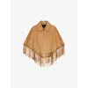 Maje Womens Naturels Tassel-embellished Collared Suede Cape Jacket In Naturels