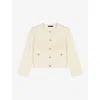 Maje Womens Tassel-embellished Long-sleeve Cotton-blend Cardigan Blanc In Blanc